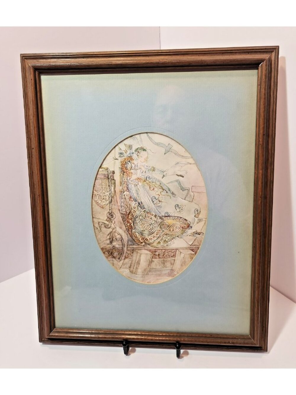 Vtg Framed Ethereal Fairy Dancing Pastel Print 13" by 16"